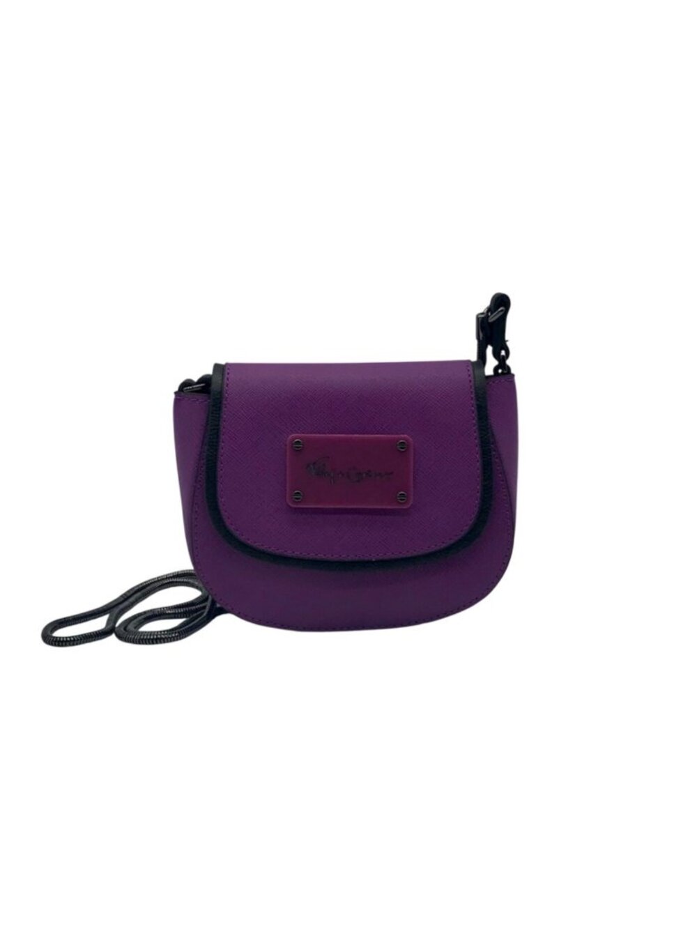 Foley & Corinna Purple Faux Leather Mini Saddle Crossbody Bag